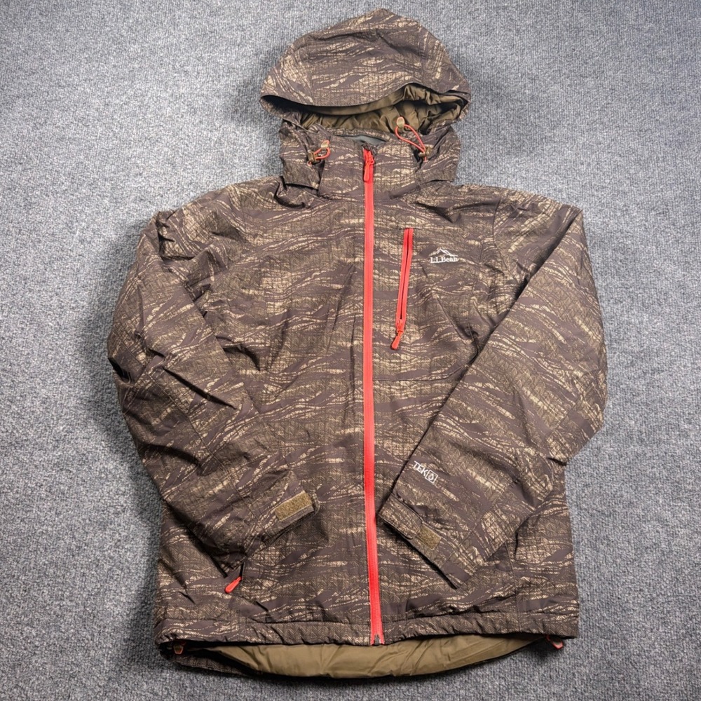 L.L. Bean Jacket Camo Kids XS Brown TEK 2.5 Waterproof Insulated Thermore Hooded